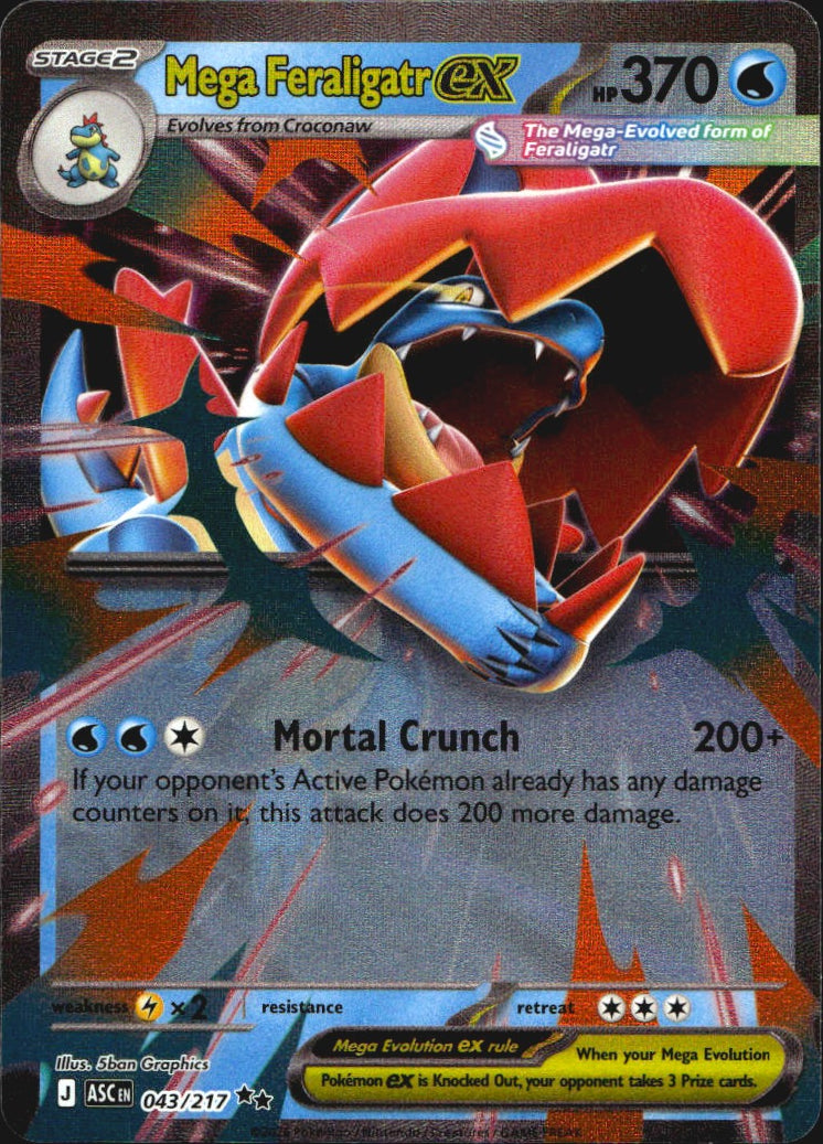 Mega Feraligatr ex 043/217 Ascended Heroes Double Rare Pokemon Holo Near Mint