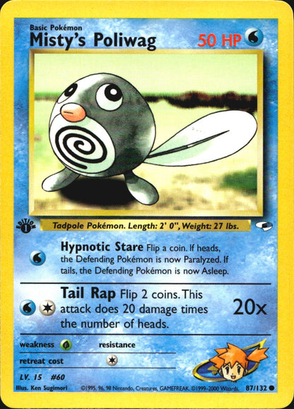 Misty's Poliwag 87/132 Gym Heroes Common Pokemon 1st Edition Near Mint