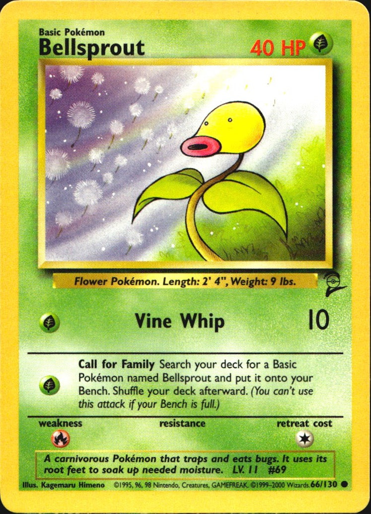 Bellsprout 66/130 Base Set 2 Common Pokemon Near Mint