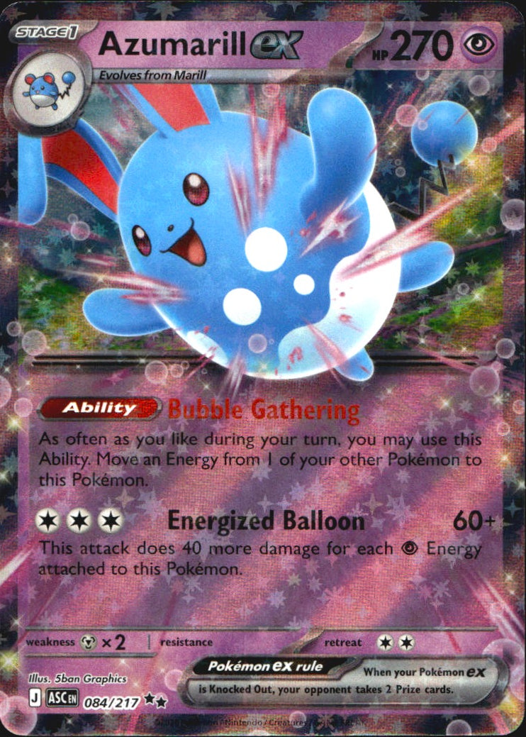 Azumarill ex 084/217 Ascended Heroes Double Rare Pokemon Holo Near Mint