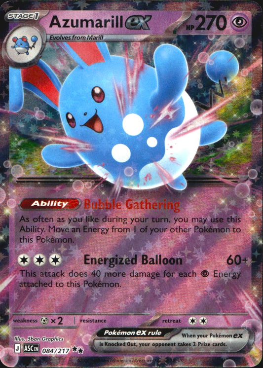 Azumarill ex 084/217 Ascended Heroes Double Rare Pokemon Holo Near Mint