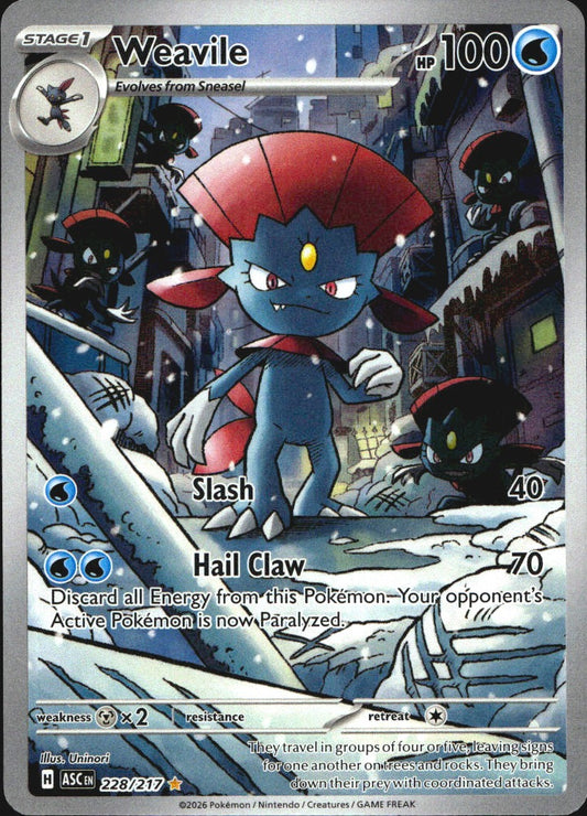Weavile 228/217 Illustration Rare Ascended Heroes Pokemon Near Mint