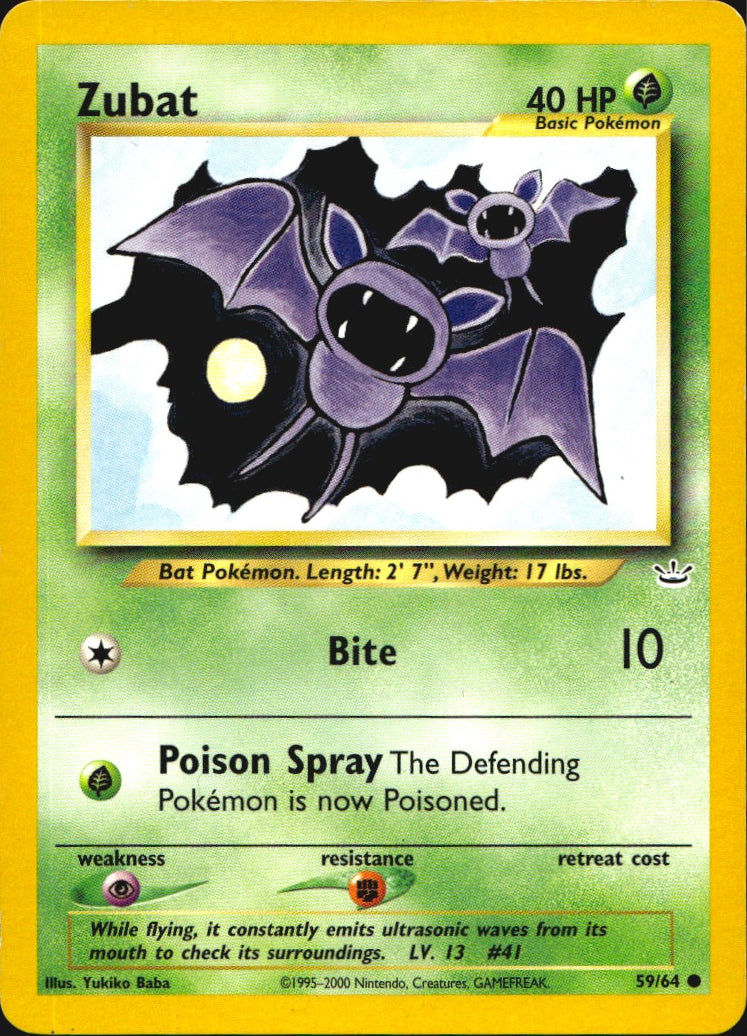 Zubat 59/64 Common Neo Revelation Pokemon Near Mint