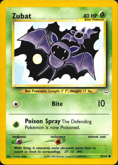 Zubat 59/64 Common Neo Revelation Pokemon Near Mint