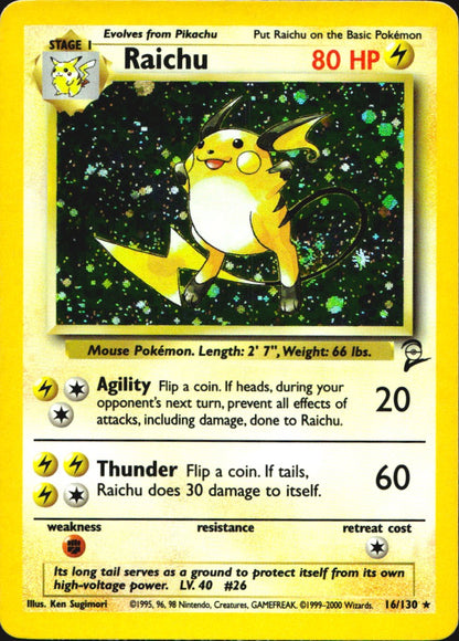 Raichu 16/130 Holo Rare Base Set 2 Pokemon Near Mint