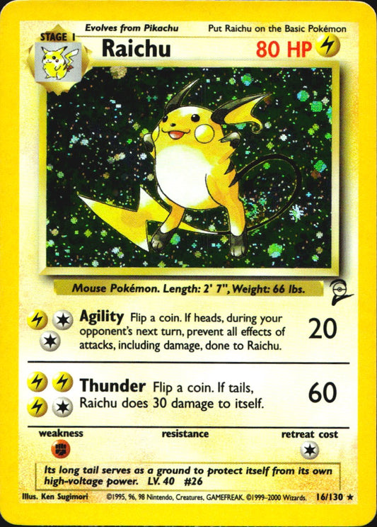 Raichu 16/130 Holo Rare Base Set 2 Pokemon Near Mint