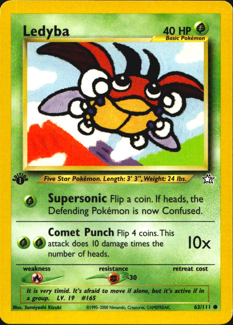 Ledyba 63/111 Common Neo Genesis Pokemon 1st Edition Near Mint