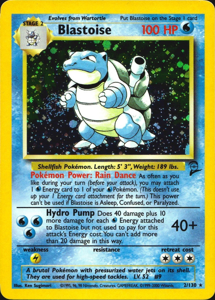 Blastoise 2/130 Holo Rare Base Set 2 Pokemon Near Mint