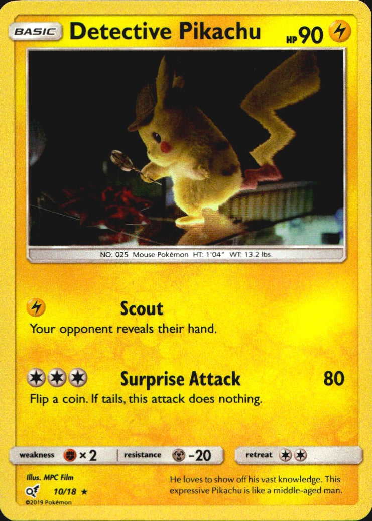 Detective Pikachu 10/18 Detective Pikachu Rare Pokemon Holo Near Mint
