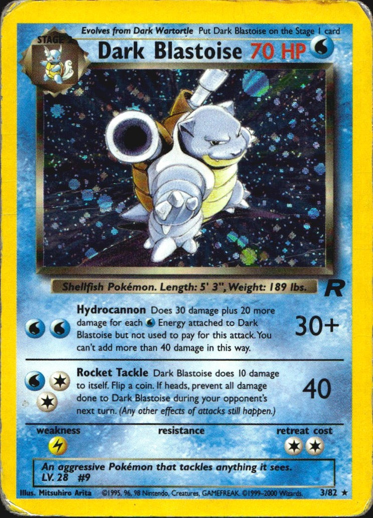 Dark Blastoise 3/82 Holo Rare Team Rocket Pokemon Heavily Played