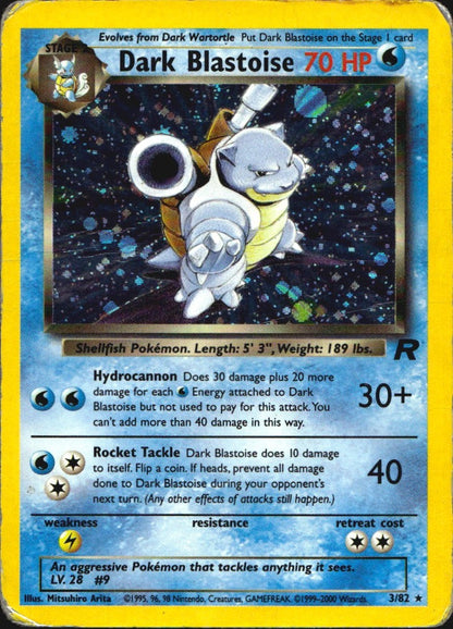 Dark Blastoise 3/82 Holo Rare Team Rocket Pokemon Heavily Played