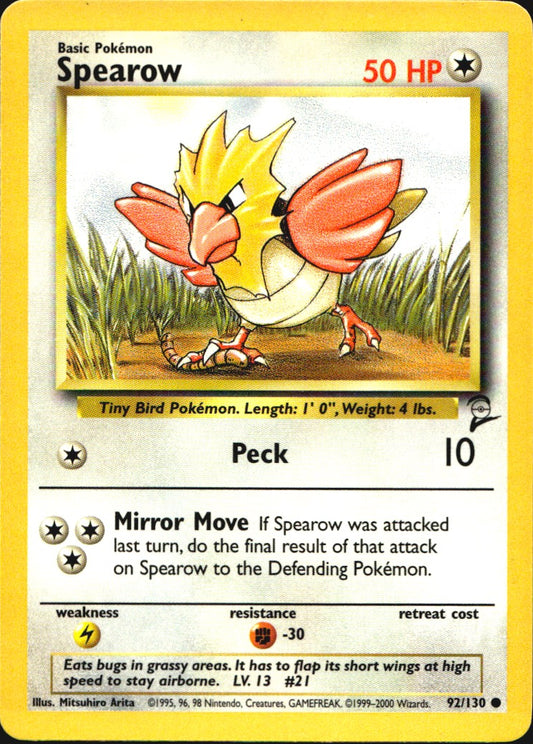 Spearow 92/130 Base Set 2 Common Pokemon Near Mint
