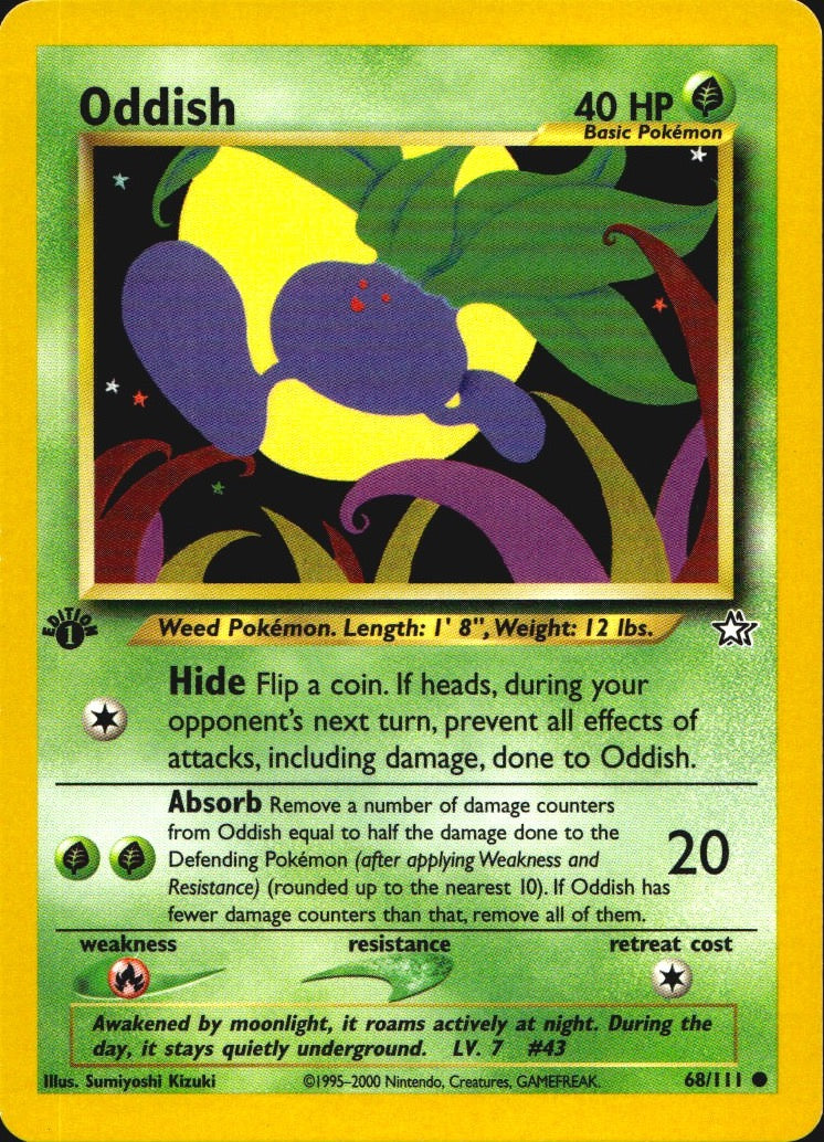 Oddish 68/111 Common Neo Genesis Pokemon 1st Edition Near Mint