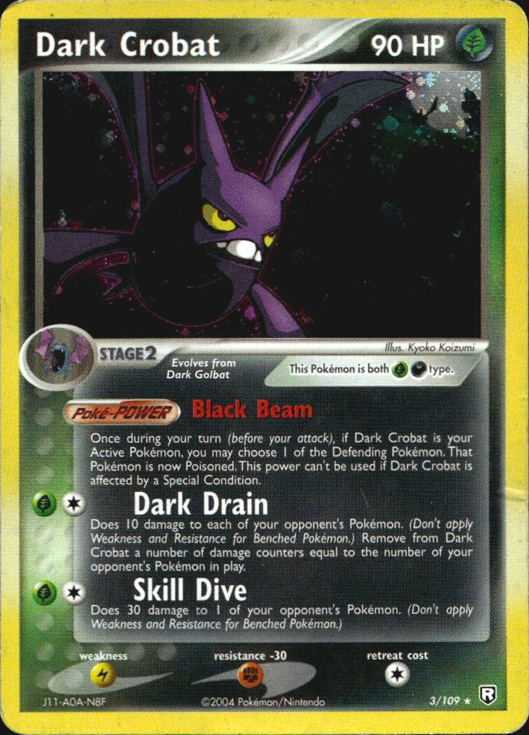 Dark Crobat 3/109 Team Rocket Returns Holo Rare Pokemon Moderately Played