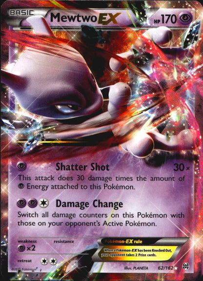 Mewtwo EX 62/162 BREAKthrough Holo EX Rare Pokemon Near Mint
