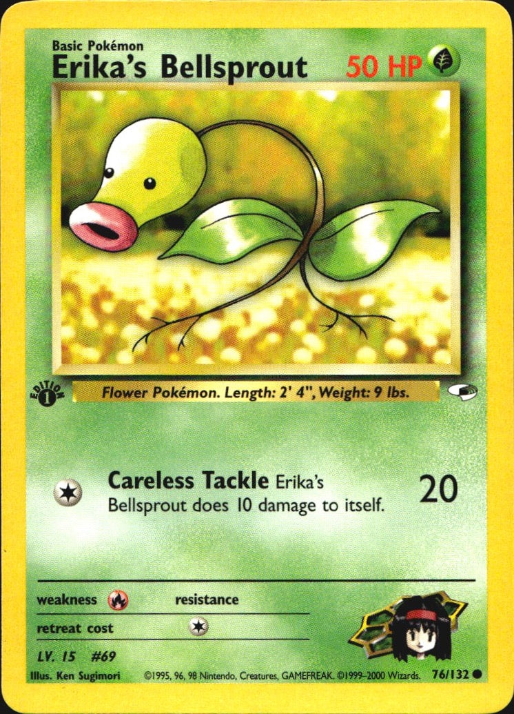 Erika's Bellsprout 76/132 Gym Heroes Common Pokemon 1st Edition Near Mint