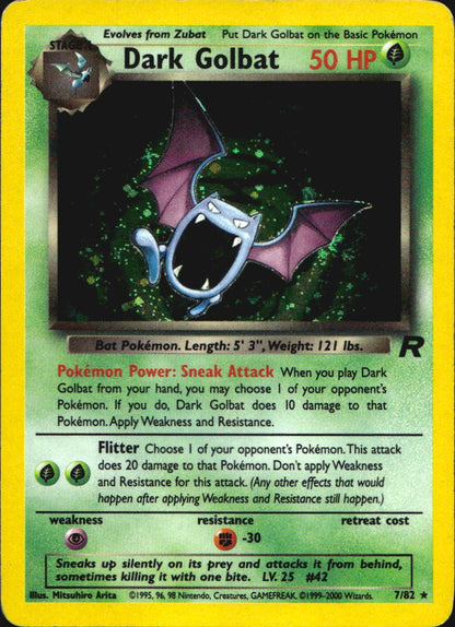 Dark Golbat 7/82 Holo Rare Team Rocket Pokemon Moderately Played