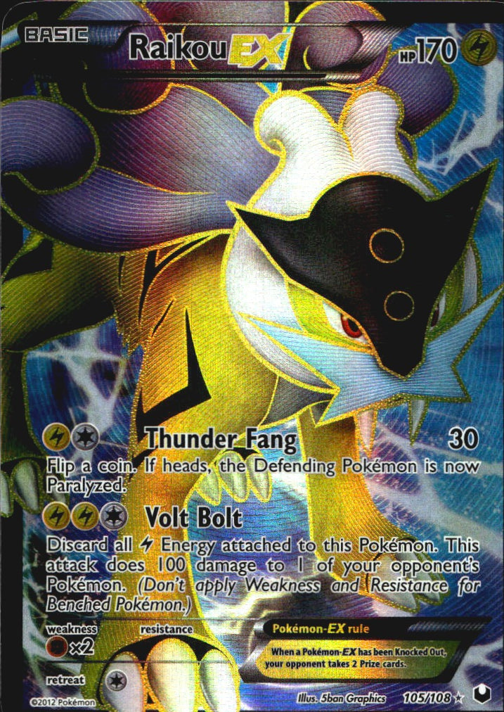 Raikou EX 105/108 Ultra Rare Dark Explorers Pokemon Near Mint