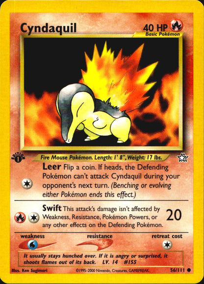Cyndaquil 56/111 Common Neo Genesis Pokemon 1st Edition Near Mint