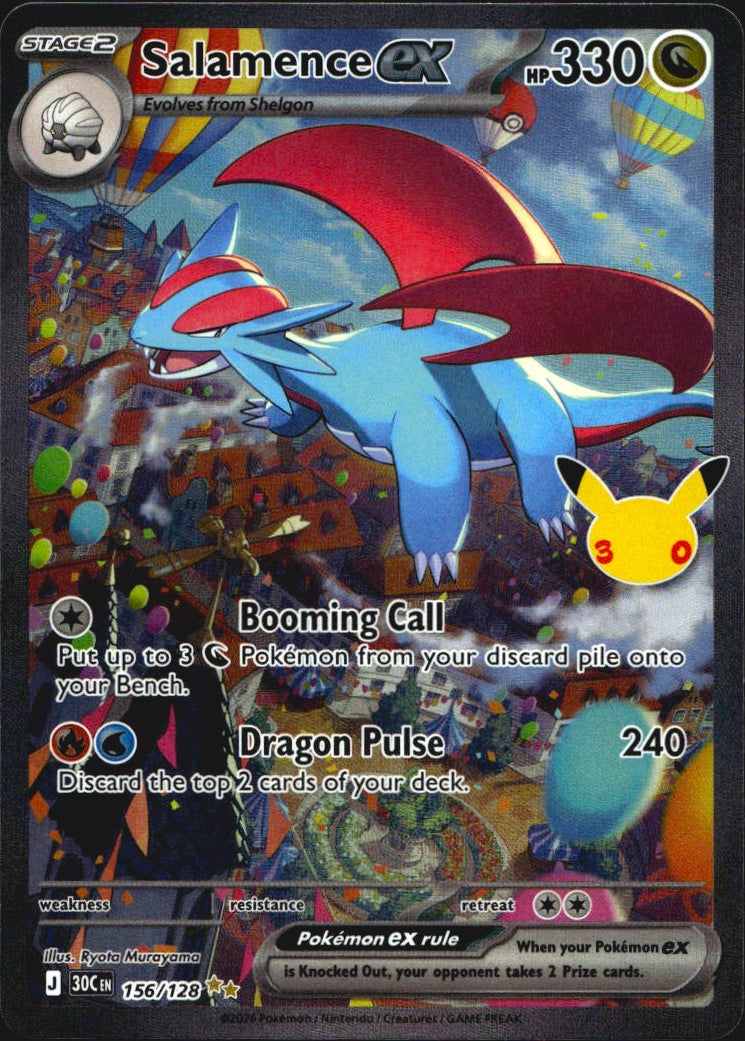 Salamence ex 156/128 ME: 30th Celebration Pokemon Holo NM