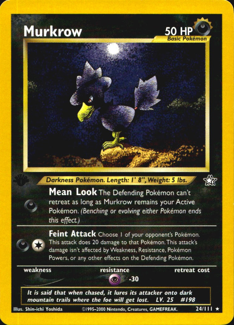 Murkrow 24/111 Rare Neo Genesis Pokemon 1st Edition Near Mint