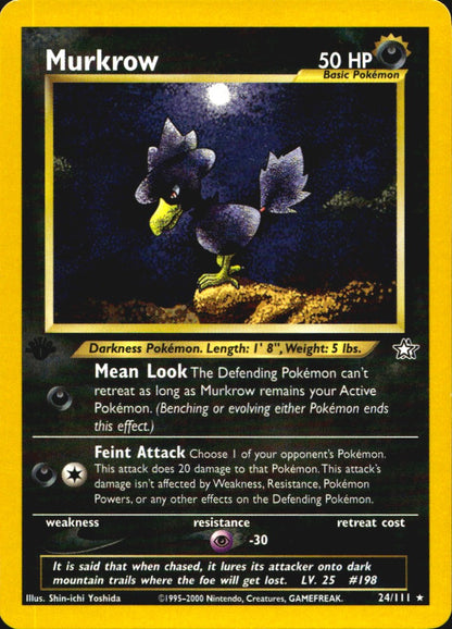 Murkrow 24/111 Rare Neo Genesis Pokemon 1st Edition Near Mint