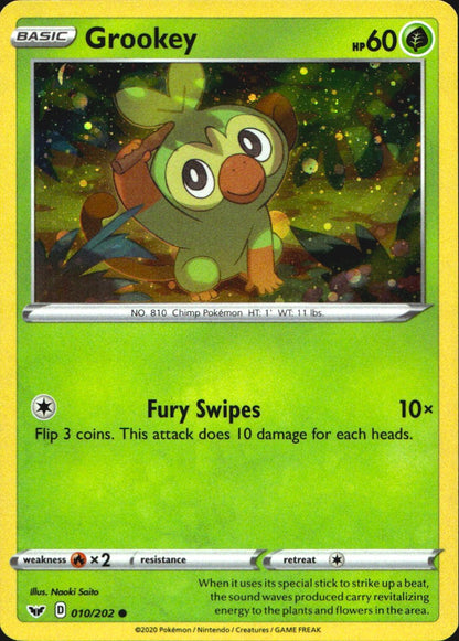Grookey 010/202 Sword & Shield Common Pokemon Near Mint