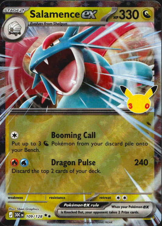 Salamence ex 109/128 ME: 30th Celebration Double Rare Pokemon Holo Near Mint