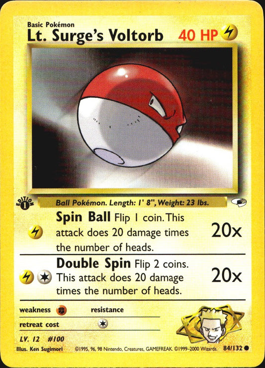 Lt. Surge's Voltorb 84/132 Gym Heroes Common Pokemon 1st Edition Near Mint