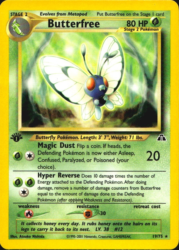Butterfree 19/75 Neo Discovery Rare Pokemon 1st Edition Near Mint