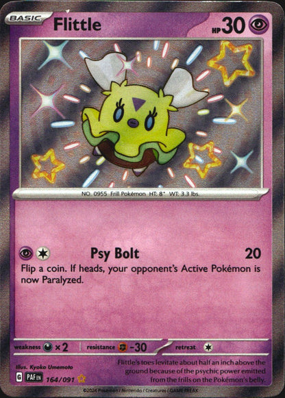 Flittle 164/091 Paldean Fates Shiny Rare Pokemon Holo Near Mint