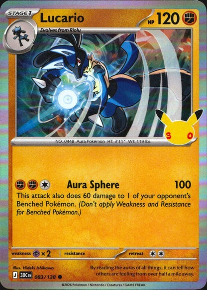 Lucario 083/128 ME: 30th Celebration Common Pokemon Holo Near Mint