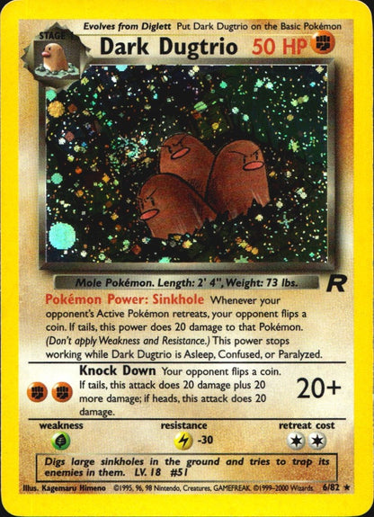 Dark Dugtrio 6/82 Holo Rare Team Rocket Pokemon Near Mint
