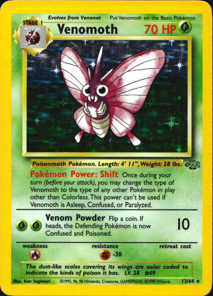 Venomoth 13/64 Holo Rare Jungle Pokemon Lightly Played