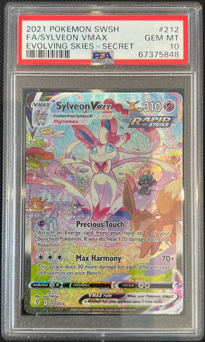 Sylveon Vmax 212/203 Secret Evolving Skies Pokemon PSA 10