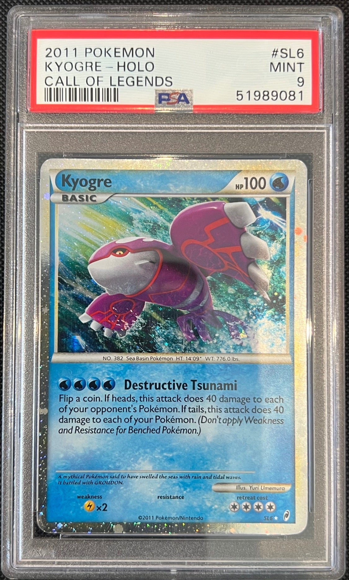 Kyogre Holo SL6/95 Call Of Legends Pokemon PSA 9