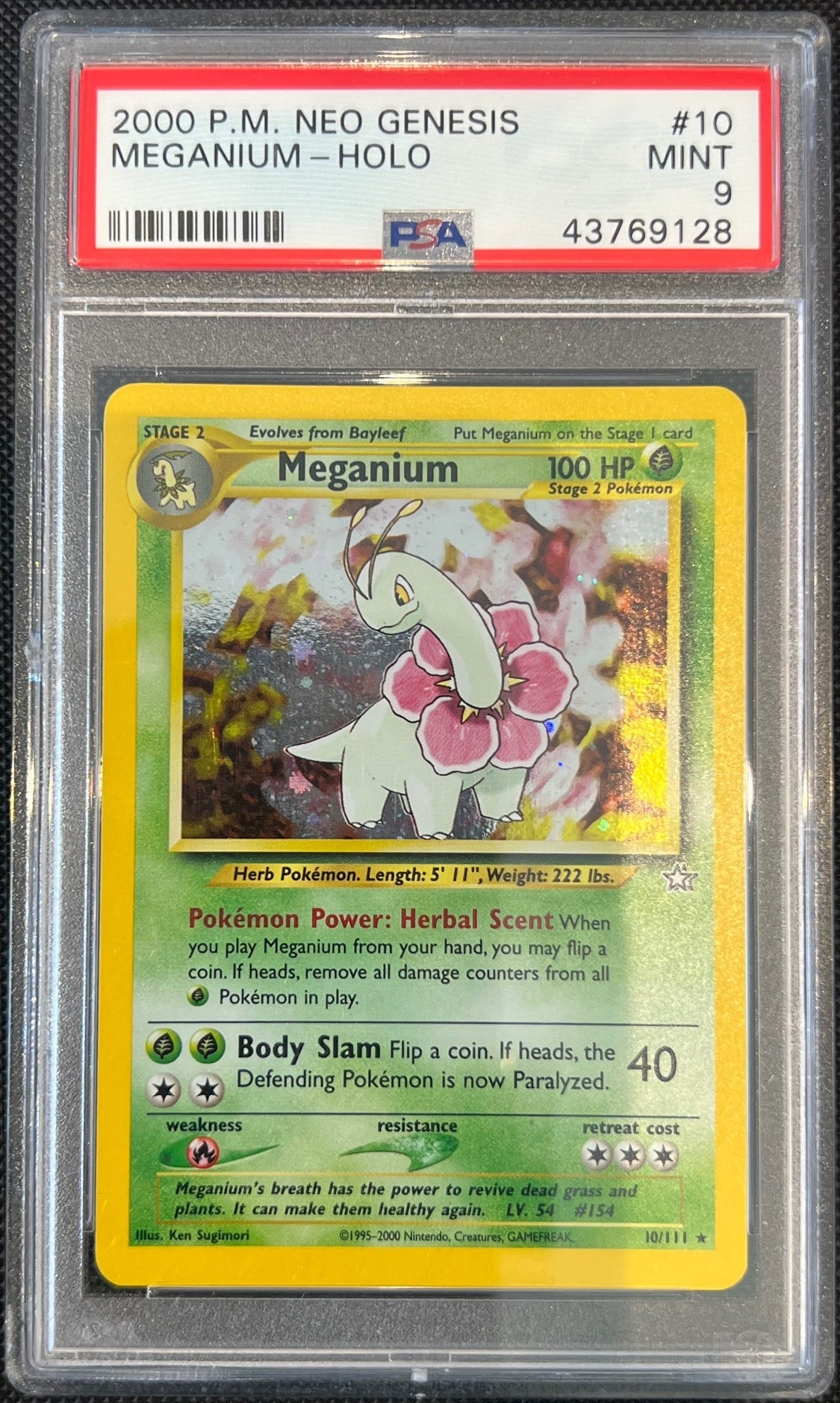 Meganium Holo 10/111 Neo Genesis Pokemon PSA 9