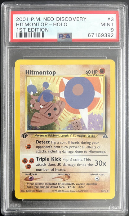Hitmontop Holo 3/75 1st Edition Neo Discovery Pokemon PSA 9