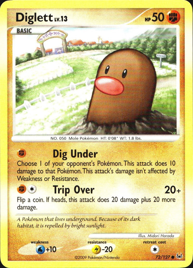 Diglett 72/127 Platinum Common Pokemon Near Mint