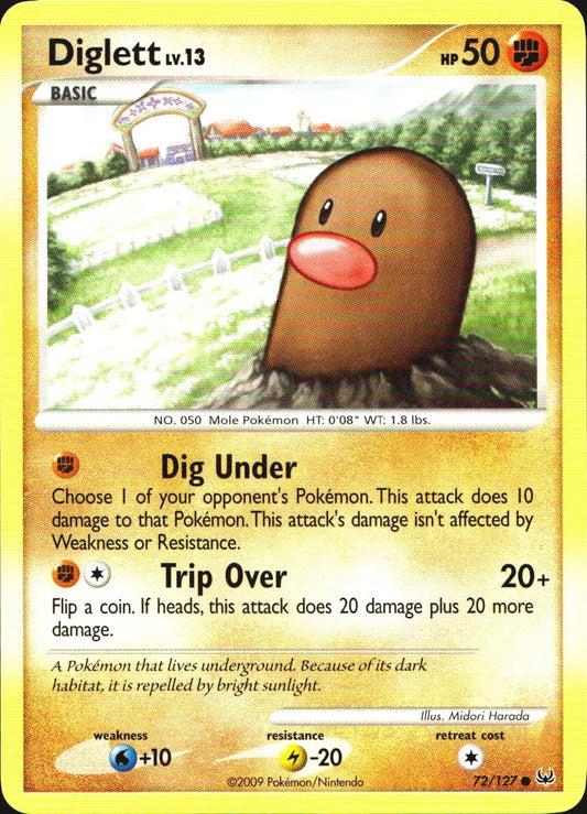 Diglett 72/127 Platinum Common Pokemon Near Mint