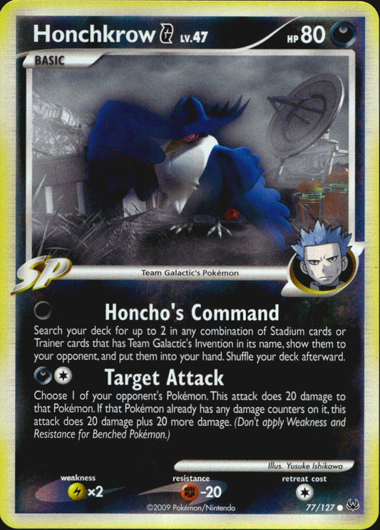 Honchkrow G 77/127 Platinum Common Pokemon Reverse Holo Near Mint
