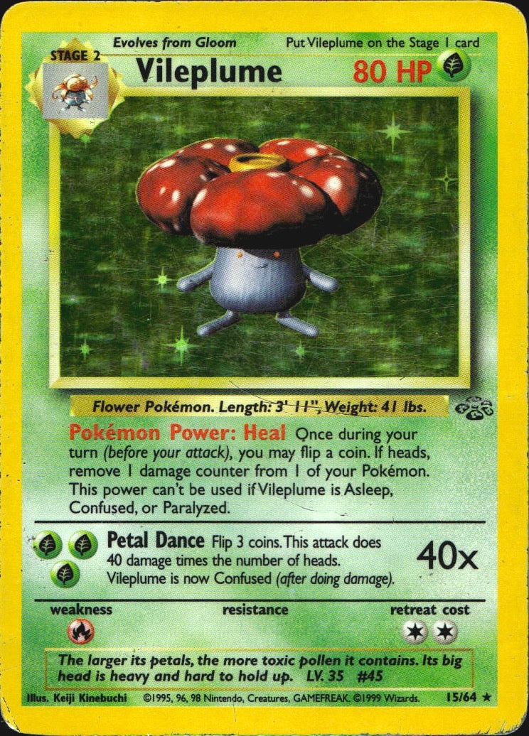 Vileplume 15/64 Holo Rare Jungle Pokemon Heavily Played