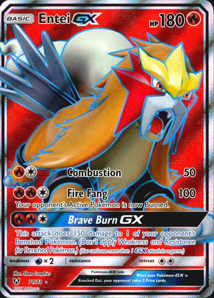 Entei GX 71/73 Shining Legends Ultra Rare Pokemon Holo Near Mint