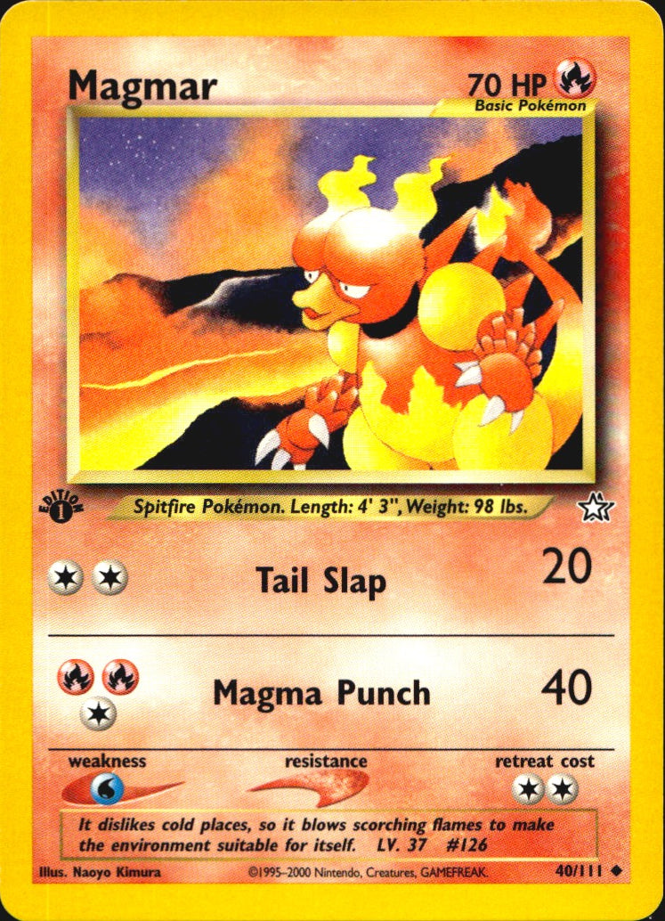 Magmar 40/111 Uncommon Neo Genesis Pokemon 1st Edition Near Mint