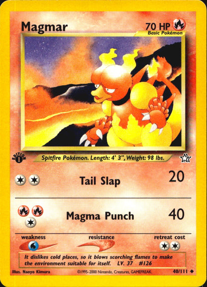 Magmar 40/111 Uncommon Neo Genesis Pokemon 1st Edition Near Mint