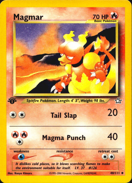 Magmar 40/111 Uncommon Neo Genesis Pokemon 1st Edition Near Mint