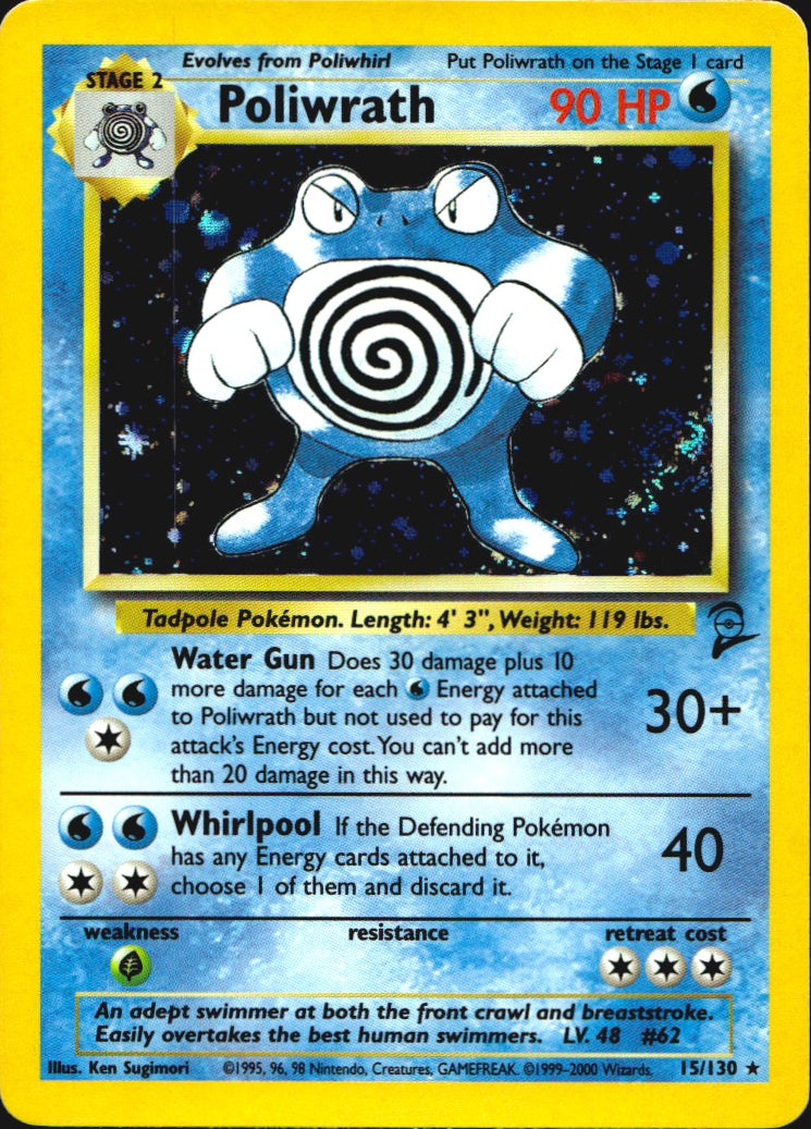 Poliwrath 13/102 Holo Rare Base Set Unlimited Pokemon Near Mint