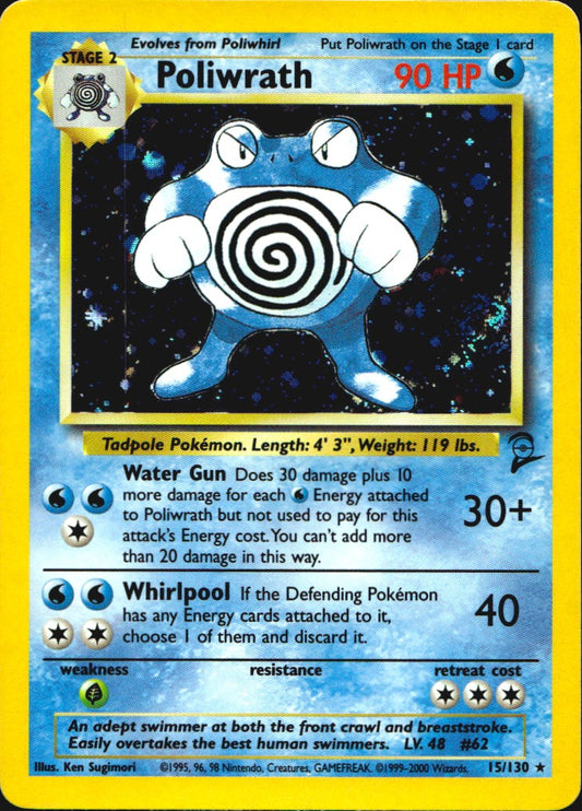 Poliwrath 13/102 Holo Rare Base Set Unlimited Pokemon Near Mint