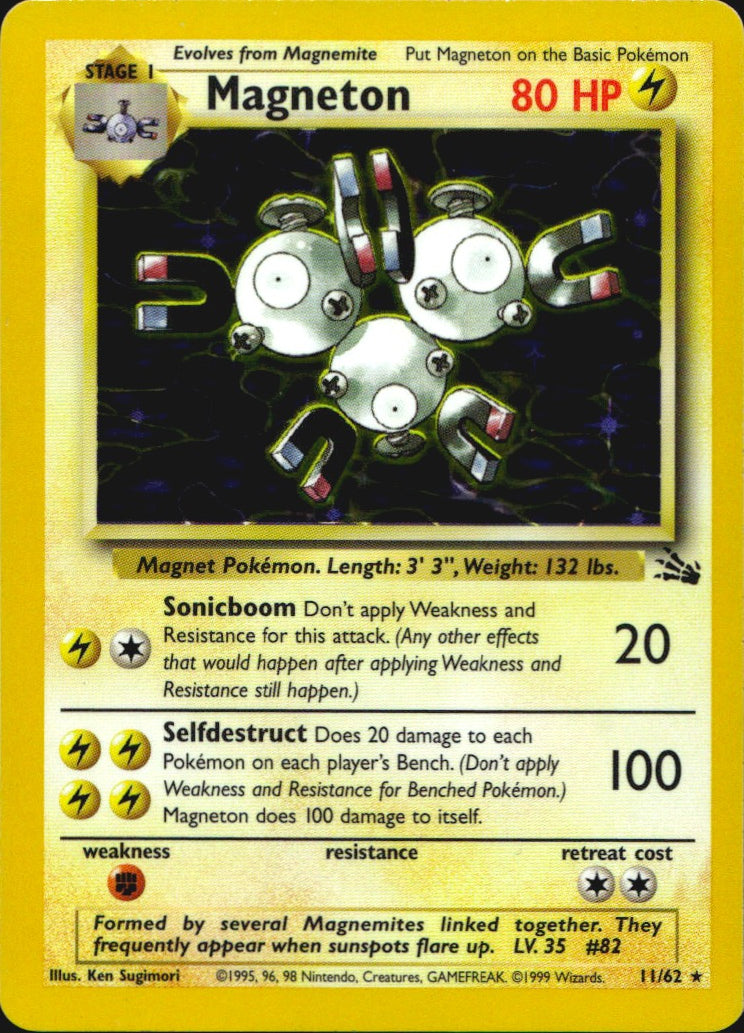 Magneton 11/62 Holo Rare Fossil Pokemon Lightly Played