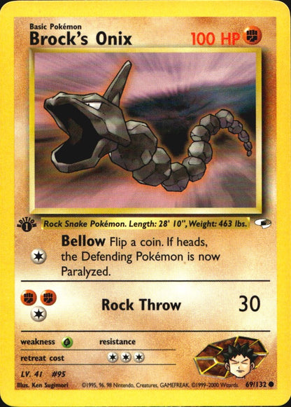 Brock's Onix 69/132 Gym Heroes Common Pokemon 1st Edition Near Mint